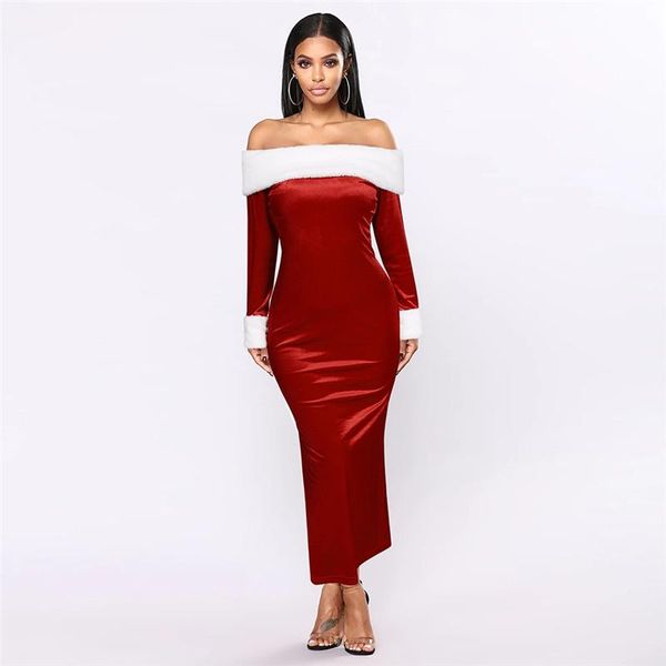 

casual dresses fashion miss claus dress suit women christmas fancy party hip velvet slim long maxi vestido, Black;gray