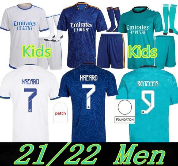 

fans player version real madrid jerseys 21 22 soccer football shirt alaba hazard sergio ramos benzema modric asensio camiseta men + kids kit, Black;yellow