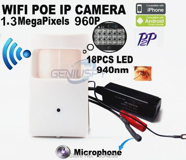 

1.3mp 960p wireless pir poe wifi ip camera audio mini 940nm led ir onvif p2p cctv night vision cameras