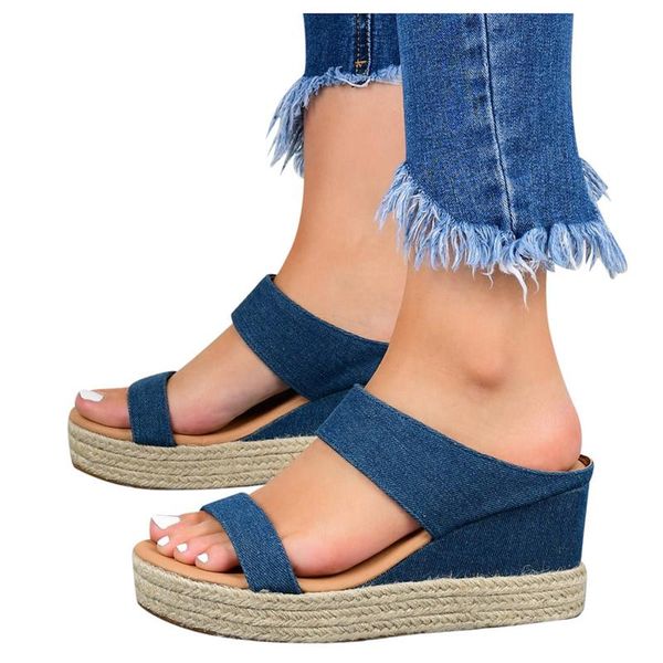 

dress shoes women wedge rope sandals ladies comfortable platform 2021 summer female increase outside casual peep toe 43, Black