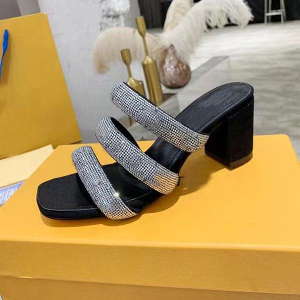 

fashion heels sandal slippers flash drill sequined cloth women shoes super high heeled sandals luxury designer shoe thick heel womens slippe, Black