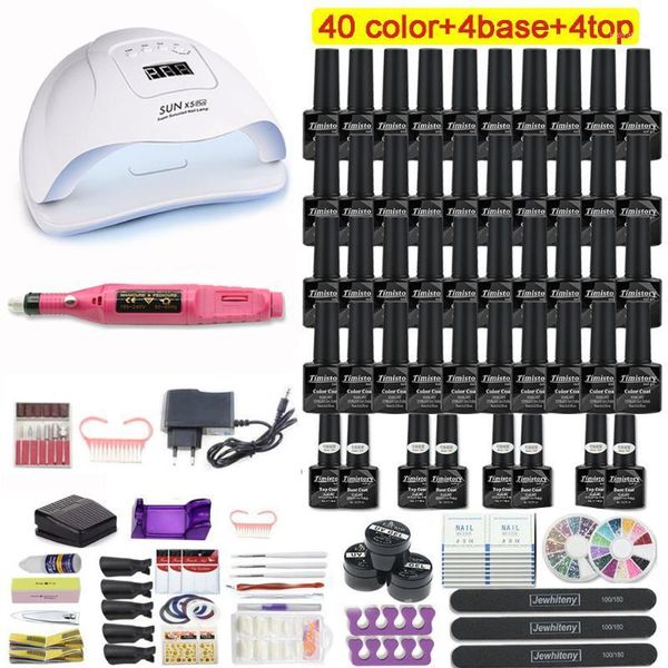 

nail set uv led lamp dryer with 40/30/20/10 pcs gel polish kit electric drill tools soak off manicure set1