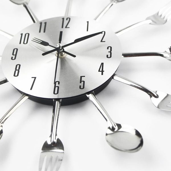 

wall clocks metal kitchen clock creative quartz art cutlery mounted modern design home decorative horloge murale