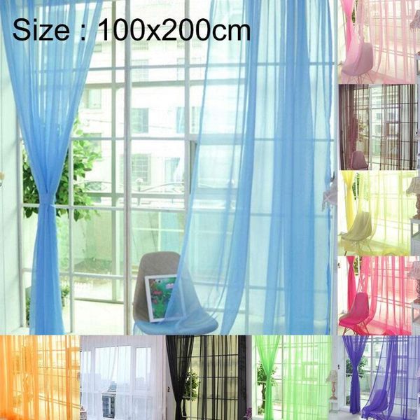 

curtain & drapes 1pcs pure color tulle transparent finished gauze 100x200cm home room decoration for living q3j7