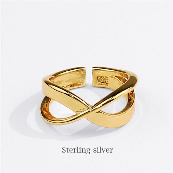 

cluster rings sole memory cross simple cute cool 925 sterling silver female resizable opening sri832, Golden;silver