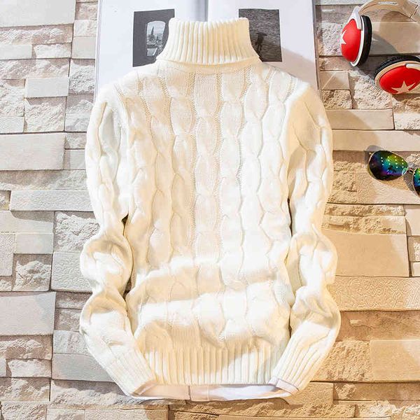 

2019 new winter thick sweater turtleneck slim fit knitting 's warm christmas sweaters and pullover men, Black