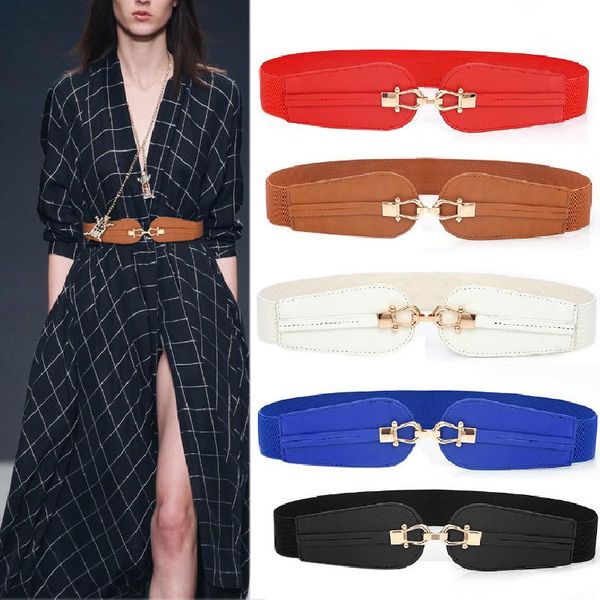 

fashion casual women wide belt waistband classic skirt accessories elastic girdle decoration dress belts, Black;brown