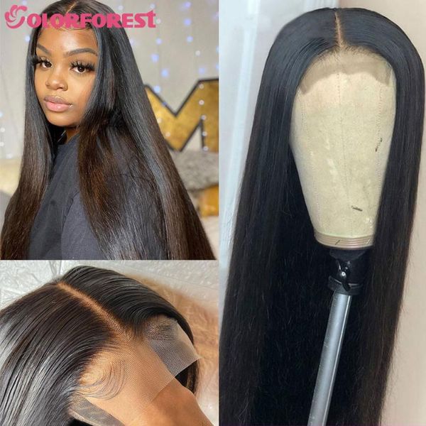 

lace wigs t part transparent wig human hair straight 4x1 middle short brazilian bone, Black;brown