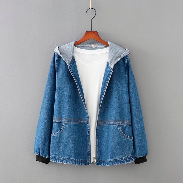 

women's jackets denim woman jacket winter 2021 oversize jean long sleeve hooded female outerwear fall loose korean fashion plus size, Black;brown