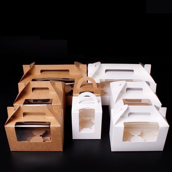 

gift wrap 25 pieces wedding party square white kraft paper box with clear window cake cookies handmade craft packaging portable boxes