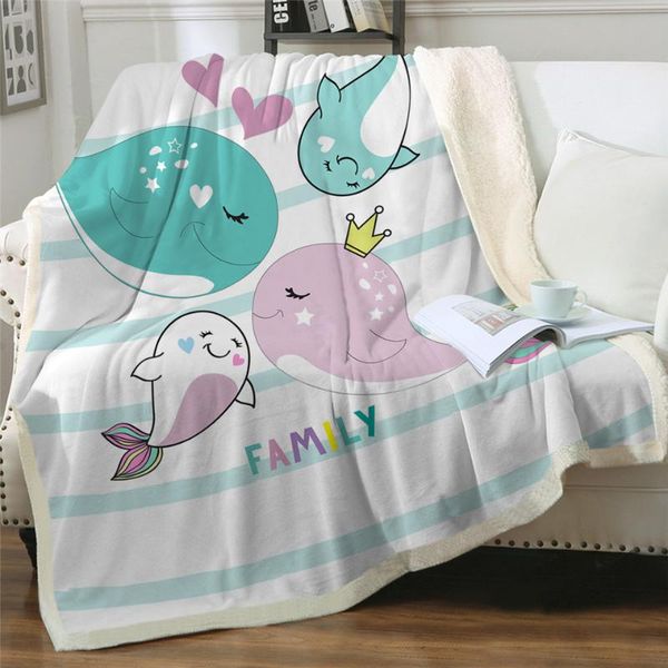 

blankets est golden whale sherpa throw blanket luxurious cartoon animal bedspread shining plush on sofa fashion