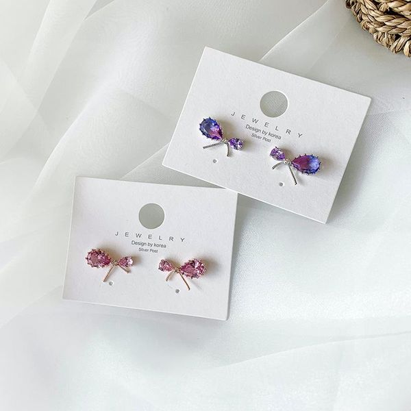 

stud silver pin korea style the dazzling imitation gem bow-shaped elegant earrings for women fashion jewelry accessories, Golden;silver