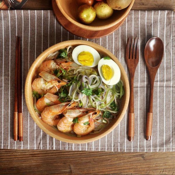 

dinnerware sets 2021 portable wood tableware wooden cutlery travel suit environmental with cloth pack gifts set