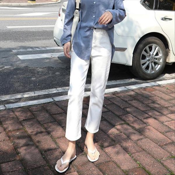 

slim fit small feet casual women capri medium length pencil straight tube, Black;white