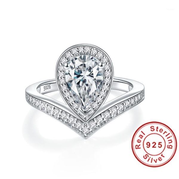 Обручальные кольца роскошные оригинальные 925 Серебряное кольцо классическое 1,5 карат Моссанитовые бриллианты Ювелирные изделия для женщин обручась RM1039