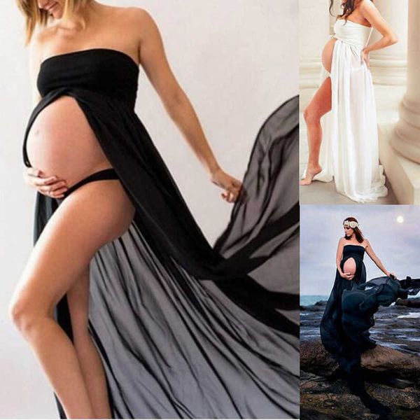 Mulheres grávida maternidade vestidos para fotografia foto shoot verão malha sexy longo vestido de gravidez maternidade q0713