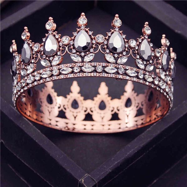 Antik Metal Vintage Daire Gelin Diadem Kraliyet Kraliçe Yuvarlak Tiaras Balo Başkanı Süsler Ziyafet Düğün Taç Saç Takı Parti X0625