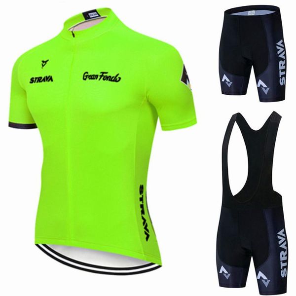 

verde fluorescente strava ciclismo jersey conjuntos bicicleta shorts de manga ropa racing sets, Black;blue