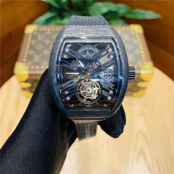 ZY V45 Herenhorloge V2-versie met uitgehold tourtouron-uurwerk en NTPT-behuizing van koolstofvezel met hoge dichtheid, saffierspiegel