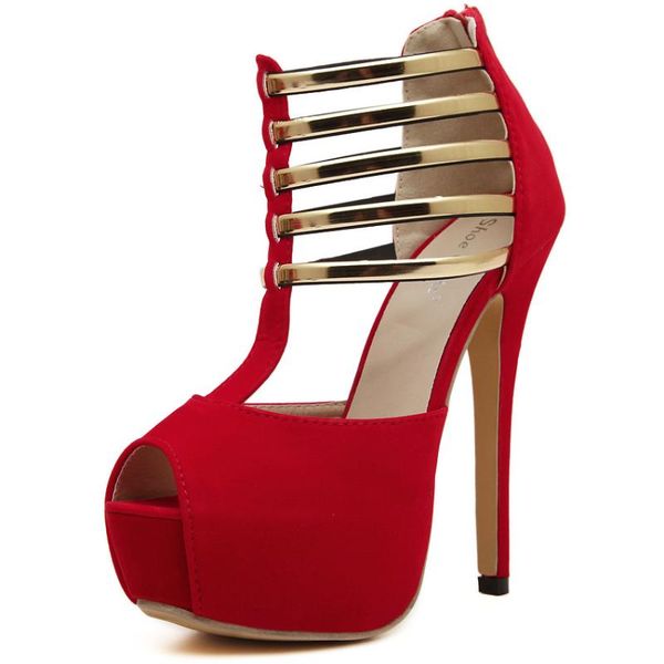 

dress shoes est peep toe black red woman summer hollow out lady pumps night-club stilettos female sandal