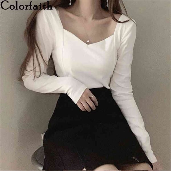 

women autumn winter t-shirt slim solid bottoming basic elegant chic fashionable lady wild t1341 210427, Black;gray