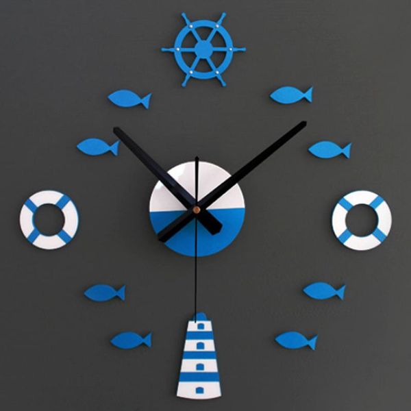 

acrylic geometric wall clock children fairytale funny combined home living room decoration gift - blue clocks