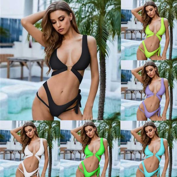 Menas de banho feminina Biquíni feminino Confirtar Hollow Up Swimsuit Two Piece Sexy Summer Beach Bathing Suit de banheira Maillot de Bain Biquini Ropa Mujer