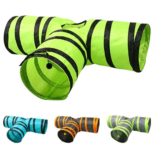 

cat toys dropship indoor outdoor pet training playing tube toy foldable 3 holes tunnel portable puzzle game funny