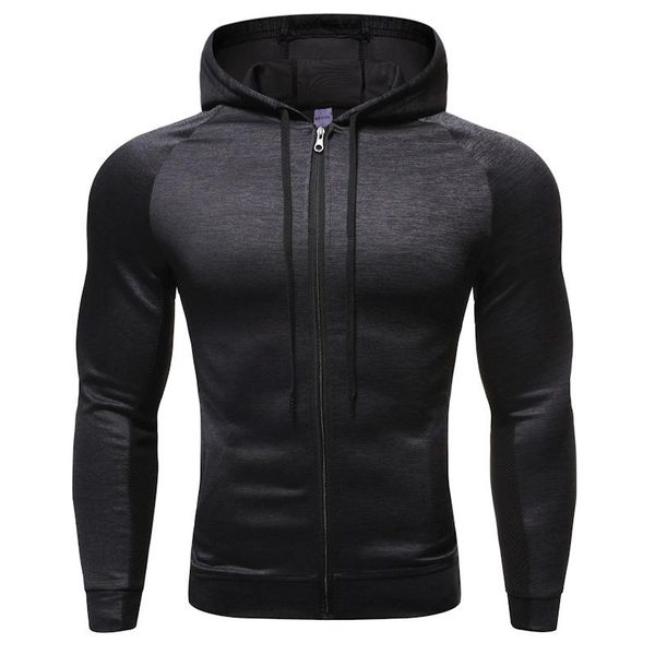 

hooded fitness sports jacket men's quick-drying running zipper hoodie sweatshirt sportswear training suit sets, Black;blue
