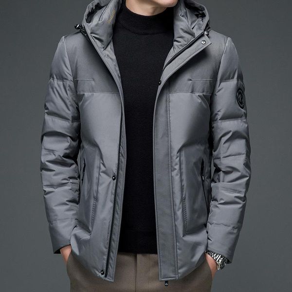 

men's jackets casual fashion hooded solid color down jacket winter 2021 korean style young and middle-aged trendy warm, Black;brown