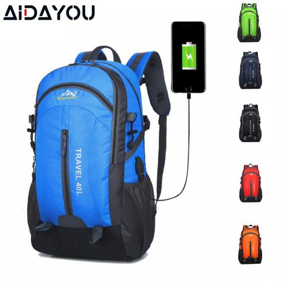 

backpack outdoor sports bag usb charge waterproof climbing school trekking travel rucksack casual male bag112
