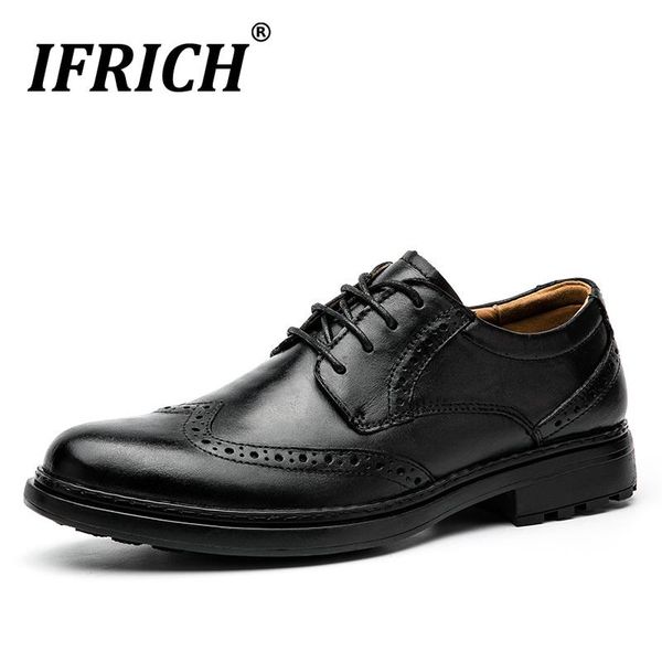 

original party footwear for men lacing brogue business shoes good quality carved formal office wedding dress, Black