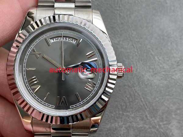 

grey roman dial u1 factory 40mm mens watch day-date 228239 stainless steel automatic mechanical waterproof sapphire luxury wristwatches ar15, Slivery;brown