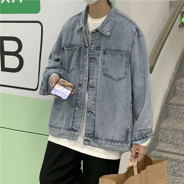 

men's jackets autumn jean jacket for korean-style teens fashion trends wholesale clothing vintage casual baggy male jeans 45yp, Black;brown