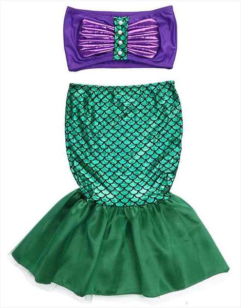

baby girls the mermaid tail princess ariel dress cosplay costume kids for girl fancy green, White