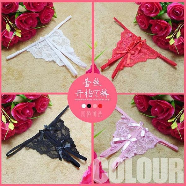 

underwear allure lace lady butterfly festival open t-pants, Black;white