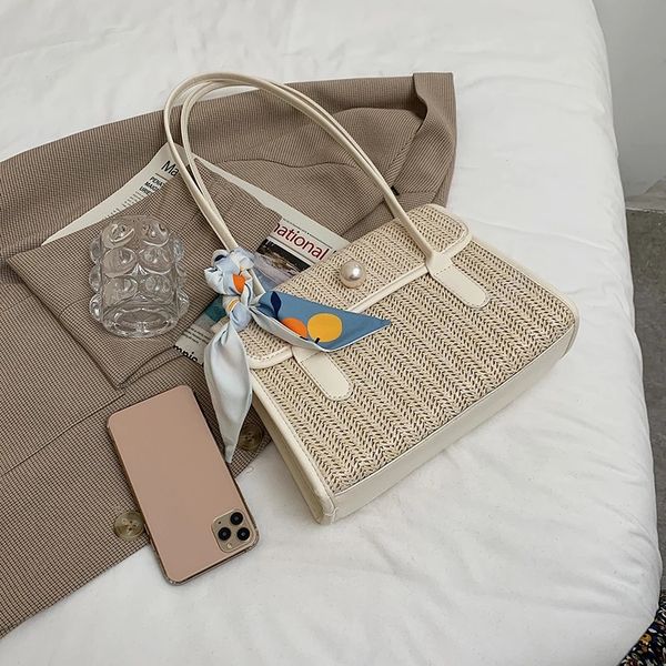 

hbp fashion weave women's handbag straw crossbody designer bag pearl shoulder bag 2022 lady beach square wallets