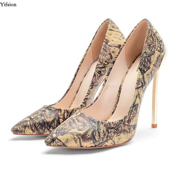 

yifsion fashion women pumps stiletto high heels shoes pointed toe red yellow party dress plus us size 3-13, Black