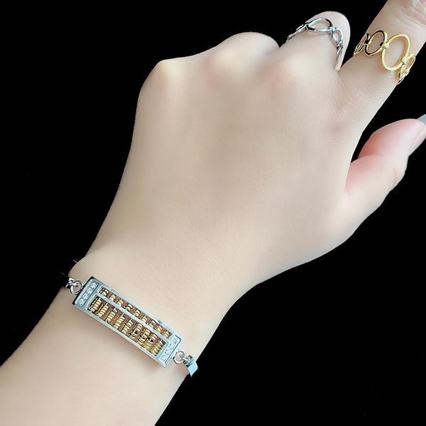 

bangle titanium steel does not fade bath need pick off small ie simple personality light luxury advanced sense abacus bracelet., Black
