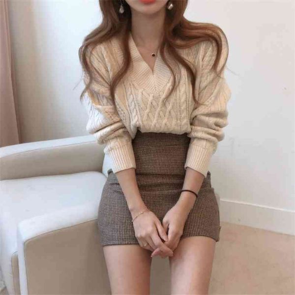 

winter women pullover girls vintage stripe autumn elegant female knitted outerwear warm sweater oversize 210417, White;black