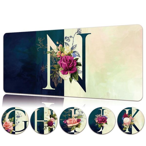 

mouse pads & wrist rests waterproof leather computer mousepad half letter pattern large non-slip gaming pad keyboard mat