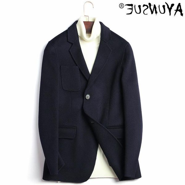 

men's 100% wool jacket, casual double-sided korean d-20-1617, kj3017, & blends, Black