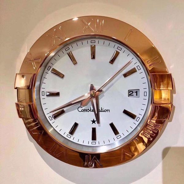 

wall clocks luxur metal clock silent 3d luminous modern home decor rose gold large watch house decoration living room