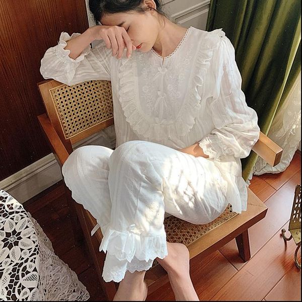 

lolita pajama sets.lace embroidered womens sleepwears flowers long pants.vintage pyjamas set.victorian sleepwear loungewear, Black;red