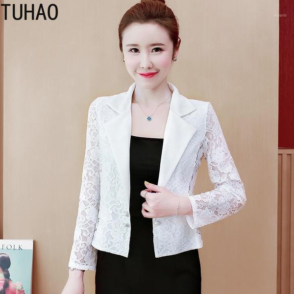 

women's jackets tuhao woman office lady elegant lace black white jacket coat 2021 long sleeve women large size 3xl 4xl wm07, Black;brown