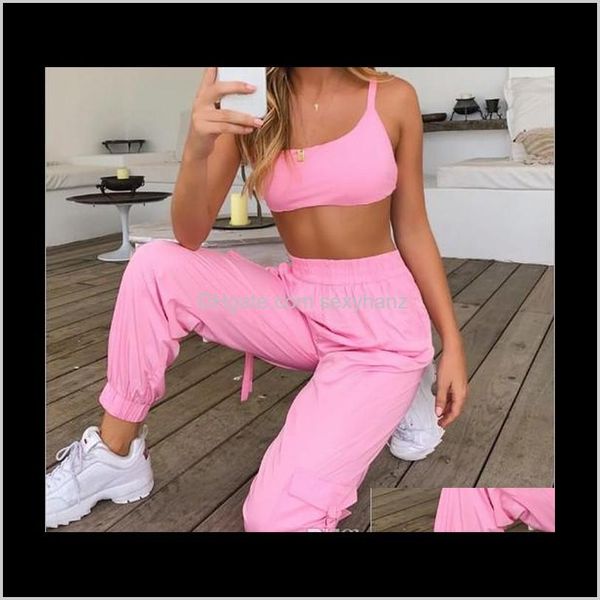 

tracksuits clothing apparel drop delivery 2021 summer womens sports and leisure suit street shooting tide vest pocket trousers two-piece, Gray