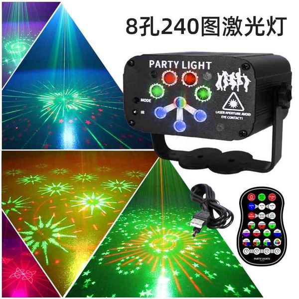 

new 8-hole 240 picture laser colorful rotating stage light disco