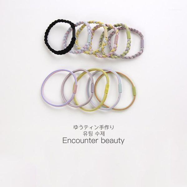 

korean ing small fresh hit color candy dual-purpose hair rope high elastic net red1, Slivery;white