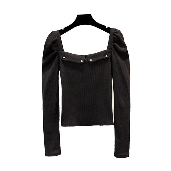 

women's sweaters perhaps u women black white slash neck long sleeve knitted autumn winter tight bodycon puff b0570, White;black