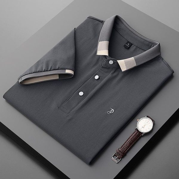 

men's polos 2021 solid color shirts lapel business casual short sleeve shirt summer cotton blouse fashion mens clothing, White;black